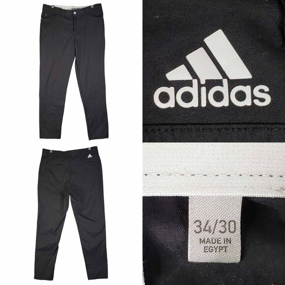 Adidas Golf Pants Chino Straight Leg Flat Front Mens Size 34x30 Black - Picture 1 of 10